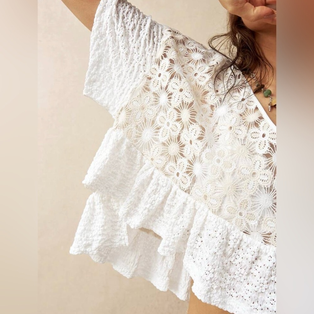White Lace Ruffle Top - Picture 6 of 11